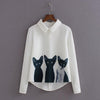 New Fashion Icon Blouse Three Cats Printing