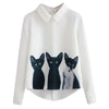 New Fashion Icon Blouse Three Cats Printing