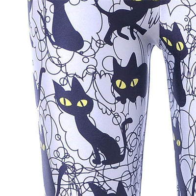 THE PERSONAL BLACK CATS PRINT LEGGINGS