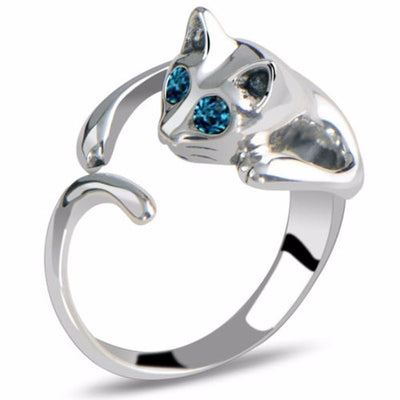 Prefect Miniature Crystal Blue Eyes Cat Ring