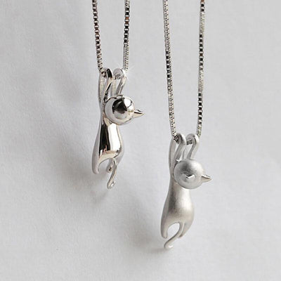 Prefect Miniature Hanging Cat Silver Plated Necklace