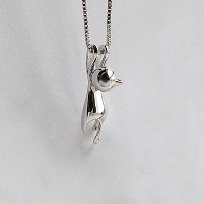 Prefect Miniature Hanging Cat Silver Plated Necklace